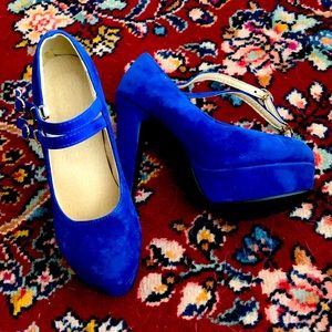 Royal Blue Suede High Heels